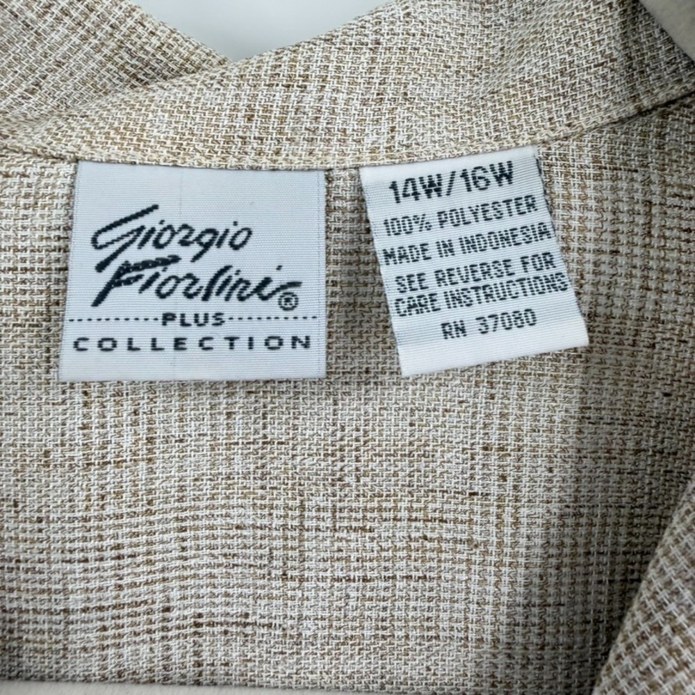 VTG Giorgio Fiorlini Women Blouse 14W Beige Minimalist Office Corp Layering - Picture 3 of 9
